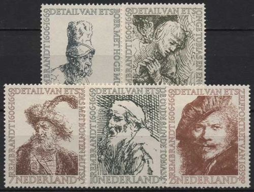 Niederlande 1956 Soziale und kulturelle Fürsorge Rembrandt 672/76 mit Falz