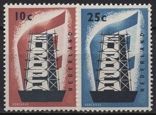 Niederlande 1956 6 Europa CEPT Stahlgerüst 683/84 mit Falz