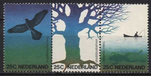 Niederlande 1974 Natur und Umwelt Habicht Fischer Frosch 1023/25 ZD postfrisch