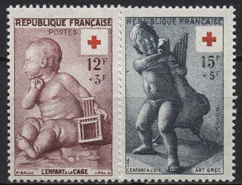 Frankreich 1955 Rotes Kreuz Skulpturen 1076/77 postfrisch