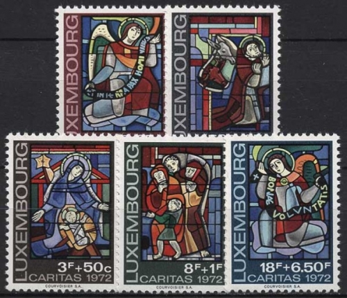 Luxemburg 1972 Caritas Kathedrale Glasmalerei 853/57 postfrisch