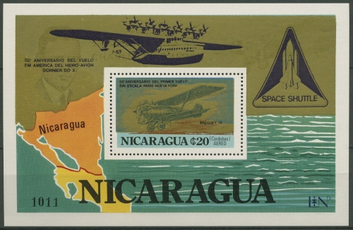 Nicaragua 1980 Luftfahrt Space Shuttle Block 132 b postfrisch (C94382)