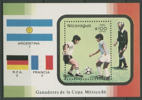 Nicaragua 1986 Fußball-WM Mexiko Block 171 postfrisch (C94387)