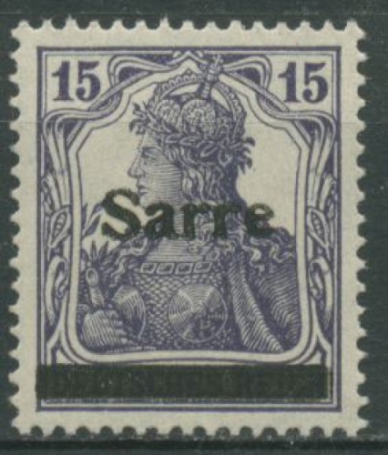 Saargebiet 1920 Germania mit Aufdruck 7 c I dunkelblauviolett postfrisch