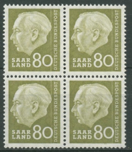 OPD Saarbrücken 1957 Bundespräsident Theodor Heuss 396 4er-Block postfrisch