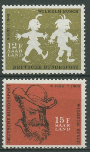 OPD Saarbrücken 1958 50. Todestag von Wilhelm Busch 429/30 postfrisch
