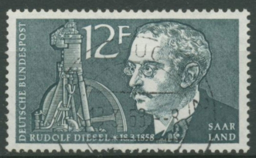 OPD Saarbrücken 1958 100. Geburtstag von Rudolf Diesel 432 gestempelt