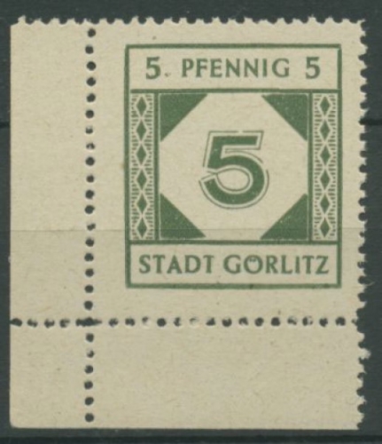 Görlitz 1945 Freimarke 1 Ecke unten links postfrisch