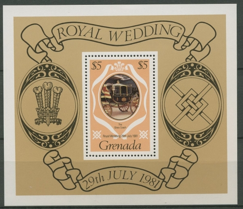 Grenada 1981 Hochzeit Prinz Charles Lady Diana Kutsche Block 96 postfr. (C94534)