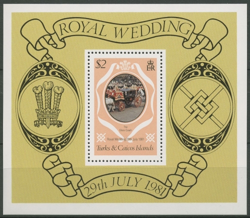 Turks- und Caicos-Inseln 1981 Prinz Charles Lady Diana Block 32 postfr. (C94662)