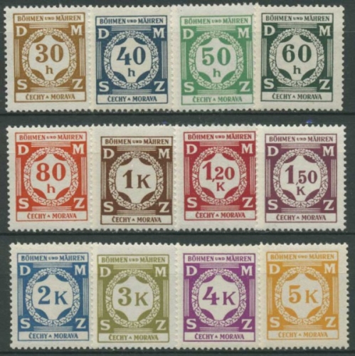 Böhmen und Mähren Dienstmarken 1941 Ziffernzeichnung D 1/12 postfrisch