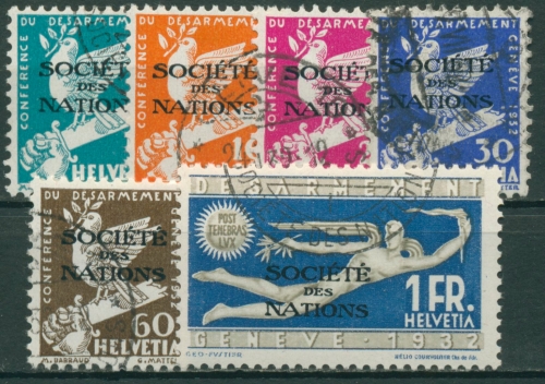 Völkerbund (SDN) 1932 Sondermarken mit Aufdruck 36/41 gestempelt