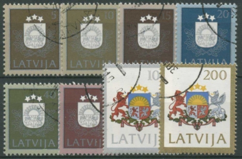 Lettland 1991 Freimarken Staatswappen 305/12 gestempelt