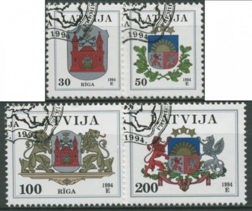 Lettland 1994 Freimarken Wappen 389/92 gestempelt