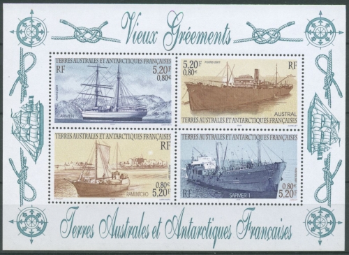 Franz. Antarktis 2001 Alte Schiffe Segelschiffe Block 6 postfrisch (C28600)