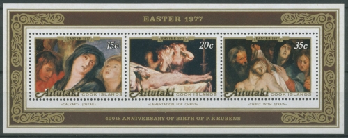 Aitutaki 1977 Ostern Gemälde Rubens Block 14 postfrisch (C28618)