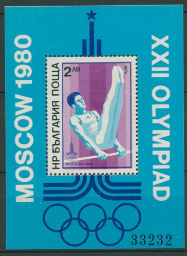 Bulgarien 1979 Olympia Moskau Turnen Block 93 postfrisch (C94897)