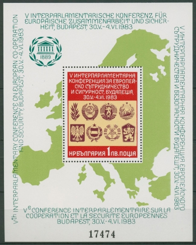 Bulgarien 1983 KSZE Flaggen Block 131 postfrisch (C94914)