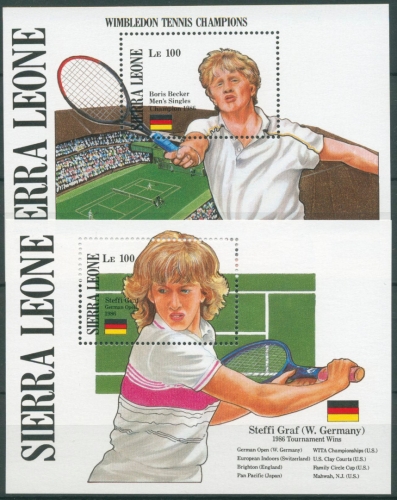 Sierra Leone 1987 Wimbledon Tennis Becker Graf Block 65/66 postfrisch (C28678)