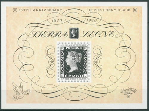 Sierra Leone 1990 150 J. Briefmarken Penny Black Block 128 postfrisch (C28679)