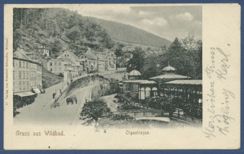 Gruss aus Wildbad Olgastraße, gelaufen 1902 (AK3017)