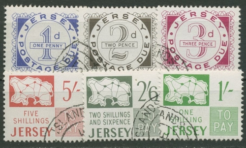 Jersey Portomarken 1969 Ziffern Landkarte P 1/6 gestempelt
