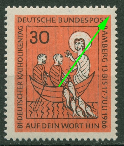 Bund 1966 Katholikentag Plattenfehler 515 II postfrisch, selten !