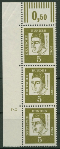 Bund 1961 Bedeutende Deutsche Bogenmarken Druckerzeichen 347 x DZ 2 postfrisch