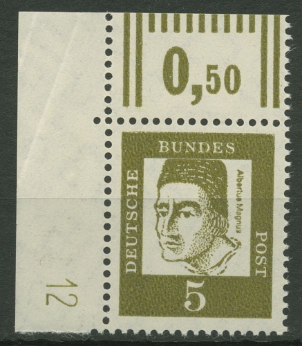 Bund 1961 Bed. Deutsche Bogenmarken Druckerzeichen 347 y DZ 12 postfrisch, bügig