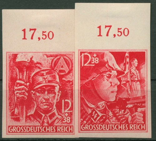 Deutsches Reich 1945 Sturmabt., 909/10 U ungezähnt postfrisch, Rand mit Falz