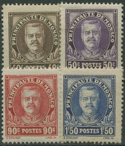 Monaco 1933 Fürst Louis II. 116/19 mit Falz, 119 mit Zahnfehlern