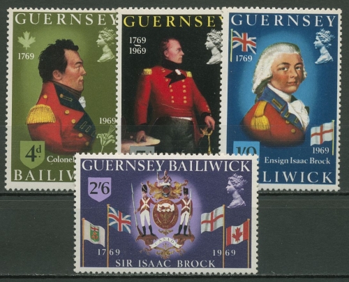 Guernsey 1969 Gouverneur Isaak Brock Wappen Flaggen 24/27 postfrisch