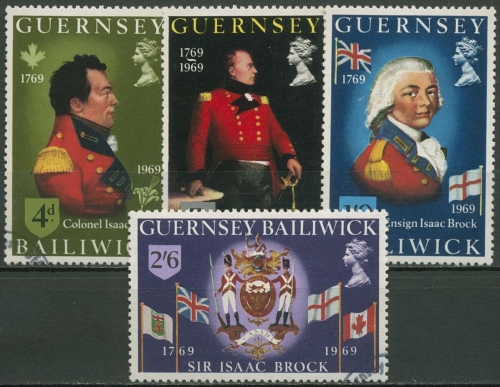 Guernsey 1969 Gouverneur Isaak Brock Wappen Flaggen 24/27 gestempelt