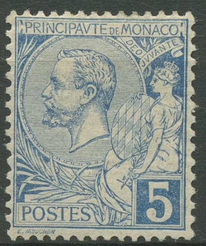 Monaco 1891 Fürst Albert I. und Allegorie 13 mit Falz