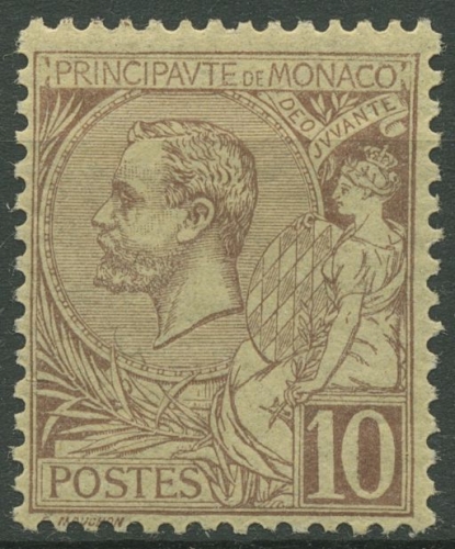 Monaco 1891 Fürst Albert I. und Allegorie 14 mit Falz