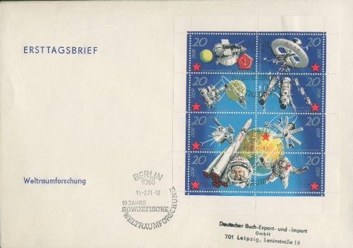 DDR 1971 Weltraumflüge Kleinbogen Ersttagsbrief 1636/43 K FDC (X18414)