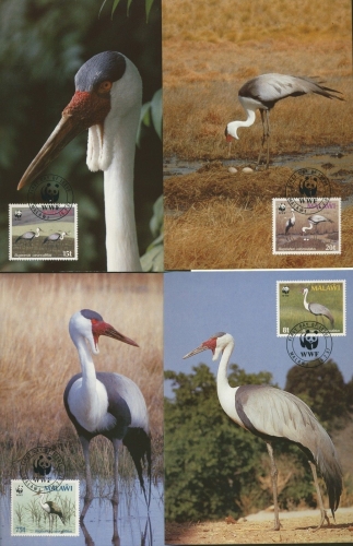 Malawi 1987 WWF Naturschutz Klunkerkranich Maximumkarten 477/80 MK (R2310)