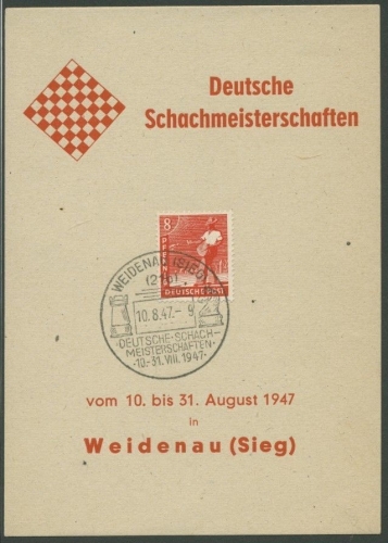 Alliierte Besetzung 1948 So-Karte Deutsche Schachmeisterschaft Weidenau (G3596)
