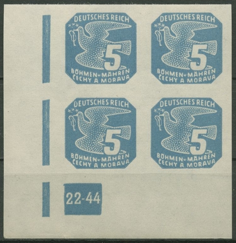Böhmen & Mähren 1943 Zeitungsmarke 118 y VE-3 Ecke Platten-Nr. 22-44 postfrisch