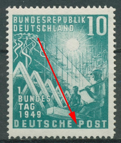 Bund 1949 Eröffnung des 1. Bundestages mit Plattenfehler 111 PF ?? postfrisch
