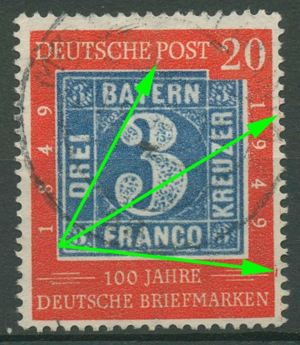 Bund 1949 100 Jahre dt. Briefmarken mit Plattenfehler 114 III gestempelt