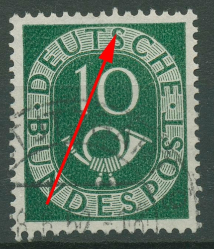 Bund 1951 Posthorn mit Plattenfehler 128 II gestempelt