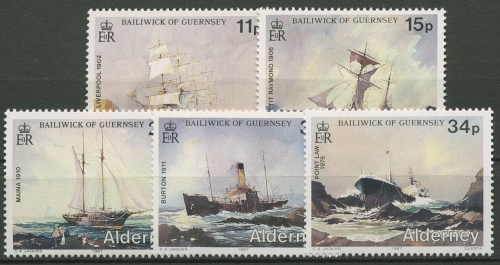 Alderney 1987 Schifffahrt Segelschiffe Schiffswracks 32/36 postfrisch