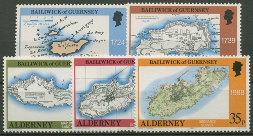 Alderney 1989 Landkarten 37/41 postfrisch