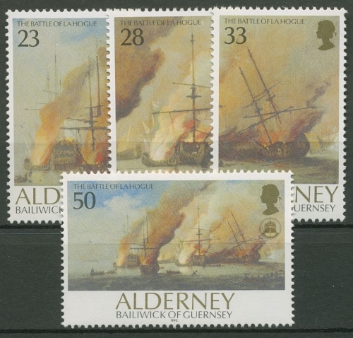Alderney 1992 Gemälde Seeschlacht von La Hogue 55/58 postfrisch