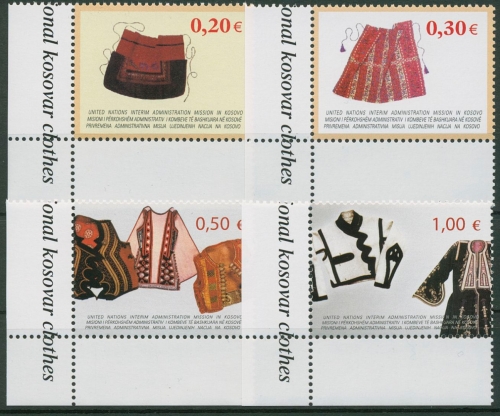 Kosovo (UNMIK) 2004 Trachten 22/25 Ecke links unten postfrisch