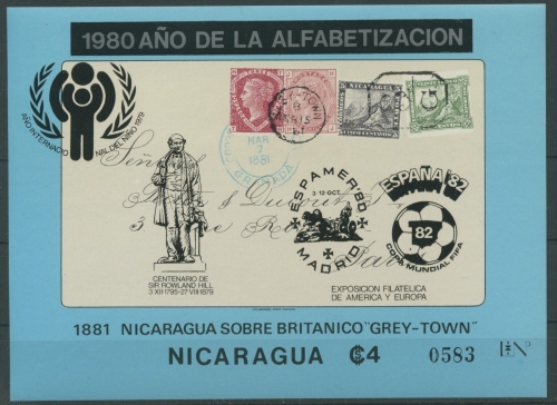 Nicaragua 1980 ESPAMER ´80 Brief Mischfranktur Block 122 postfrisch (C94684)