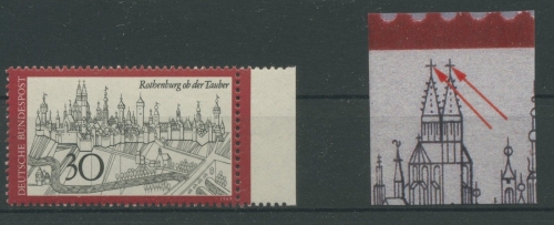 Bund 1969 Rothenburg 603 mit seltenem Plattenfehler I postfrisch