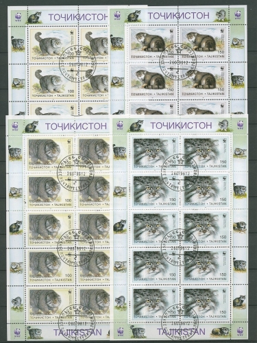 Tadschikistan 1996 WWF Wildkatzen Kleinbogen 94/97 K gestempelt (G3336)