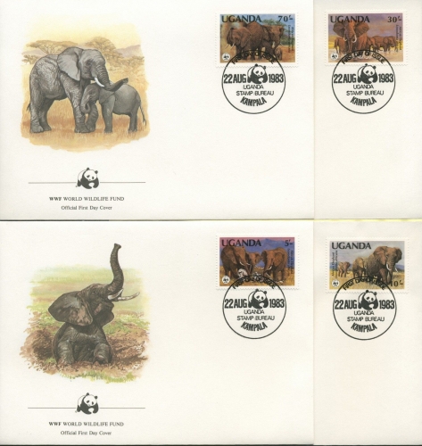 Uganda 1983 WWF Elephanten 361 /64 FDC (R1976)